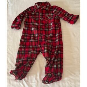 Little Me 6M Sleeper Red tartan | flannel footie, holiday plaid